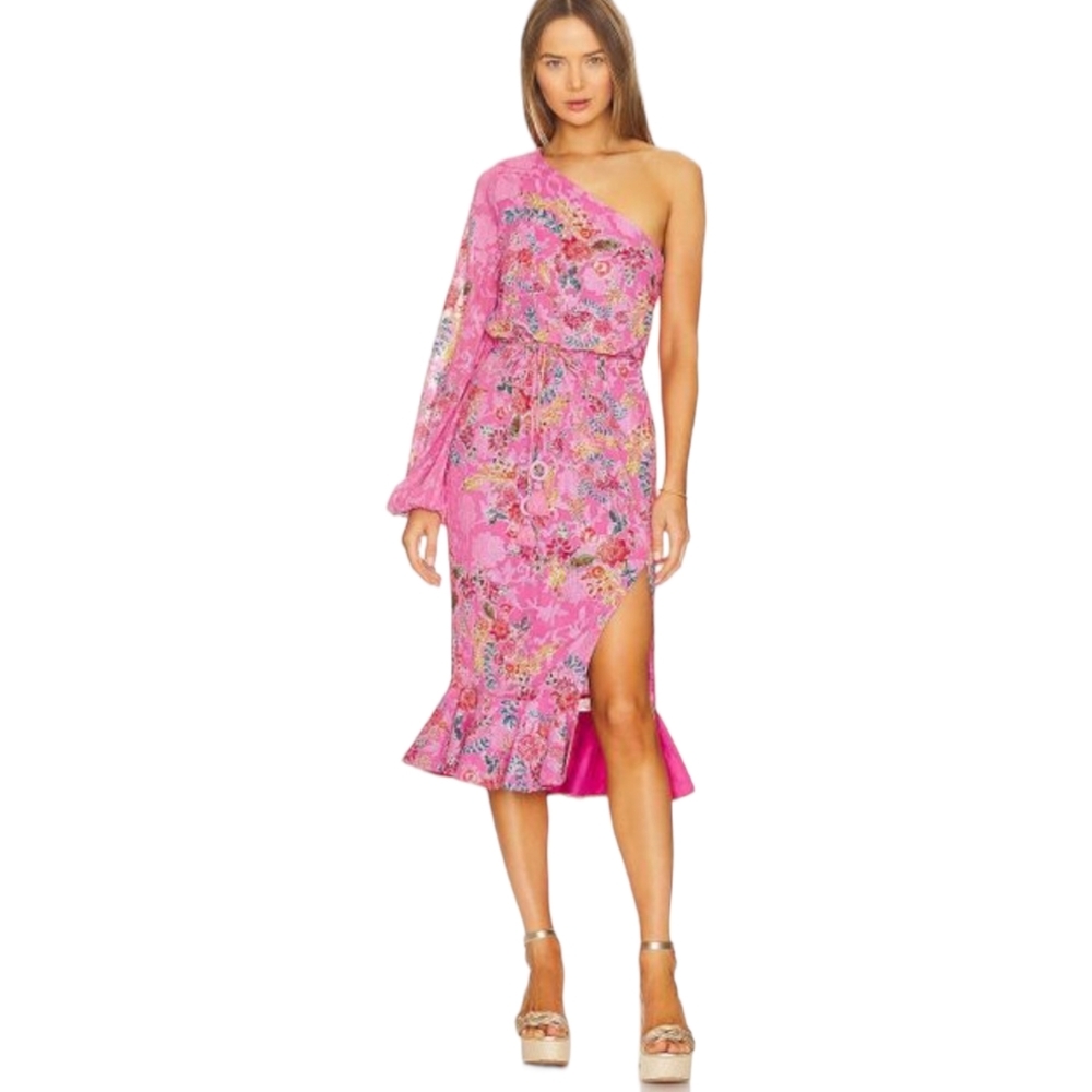Hemant & Nandita Pink Floral Midi Dress